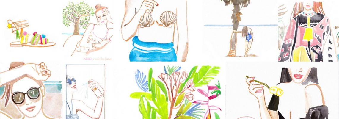 natalia resmini,dessins,illustration,les jolis dessins de,italie,surf,surfer girl, beach girl
